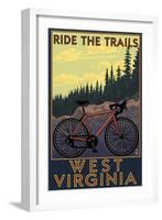 West Virginia - Ride the Trails-Lantern Press-Framed Art Print