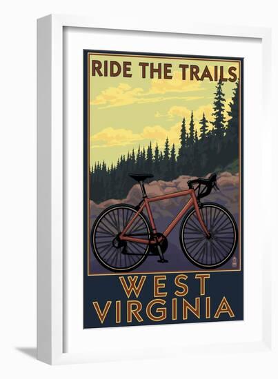 West Virginia - Ride the Trails-Lantern Press-Framed Art Print