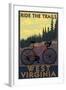 West Virginia - Ride the Trails-Lantern Press-Framed Art Print