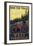 West Virginia - Ride the Trails-Lantern Press-Framed Art Print