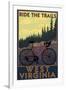 West Virginia - Ride the Trails-Lantern Press-Framed Art Print