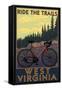 West Virginia - Ride the Trails-Lantern Press-Framed Stretched Canvas