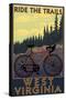 West Virginia - Ride the Trails-Lantern Press-Stretched Canvas