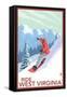 West Virginia - Snowboarder-Lantern Press-Framed Stretched Canvas