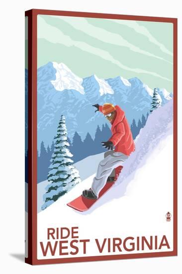 West Virginia - Snowboarder-Lantern Press-Stretched Canvas