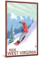 West Virginia - Snowboarder-Lantern Press-Mounted Art Print