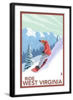 West Virginia - Snowboarder-Lantern Press-Framed Art Print