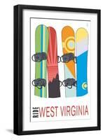 West Virginia - Snowboards in Snow-Lantern Press-Framed Art Print