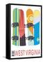 West Virginia - Snowboards in Snow-Lantern Press-Framed Stretched Canvas