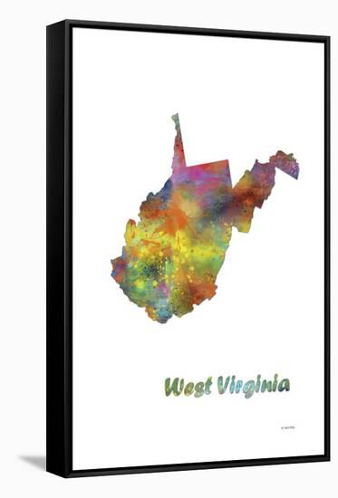West Virginia State Map 1-Marlene Watson-Framed Stretched Canvas