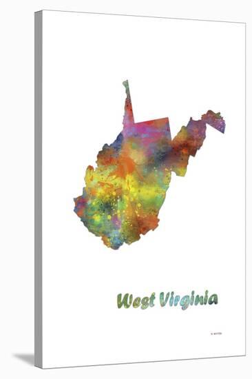 West Virginia State Map 1-Marlene Watson-Stretched Canvas