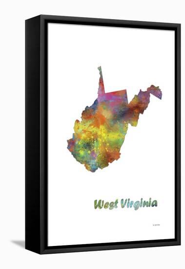 West Virginia State Map 1-Marlene Watson-Framed Stretched Canvas