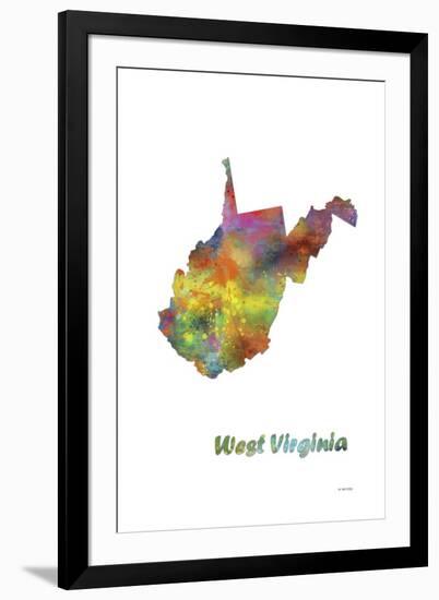 West Virginia State Map 1-Marlene Watson-Framed Giclee Print