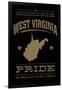 West Virginia State Pride - Gold on Black-Lantern Press-Framed Art Print