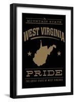 West Virginia State Pride - Gold on Black-Lantern Press-Framed Art Print