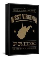 West Virginia State Pride - Gold on Black-Lantern Press-Framed Stretched Canvas