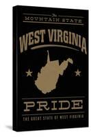 West Virginia State Pride - Gold on Black-Lantern Press-Stretched Canvas