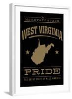 West Virginia State Pride - Gold on Black-Lantern Press-Framed Art Print