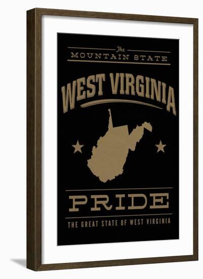 West Virginia State Pride - Gold on Black-Lantern Press-Framed Art Print