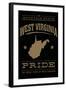 West Virginia State Pride - Gold on Black-Lantern Press-Framed Art Print