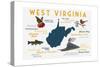 West Virginia - Typography and Icons-Lantern Press-Stretched Canvas