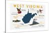 West Virginia - Typography and Icons-Lantern Press-Stretched Canvas