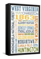 West Virginia - Typography-Lantern Press-Framed Stretched Canvas