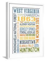 West Virginia - Typography-Lantern Press-Framed Art Print