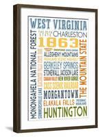 West Virginia - Typography-Lantern Press-Framed Art Print