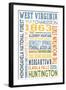 West Virginia - Typography-Lantern Press-Framed Art Print