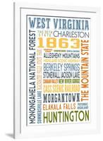 West Virginia - Typography-Lantern Press-Framed Art Print