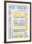 West Virginia - Typography-Lantern Press-Framed Art Print