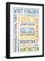 West Virginia - Typography-Lantern Press-Framed Premium Giclee Print