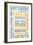 West Virginia - Typography-Lantern Press-Framed Art Print