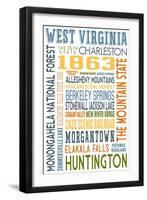 West Virginia - Typography-Lantern Press-Framed Art Print