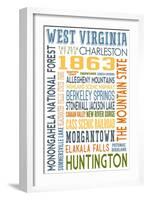 West Virginia - Typography-Lantern Press-Framed Art Print