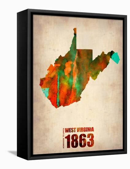 West Virginia Watercolor Map-NaxArt-Framed Stretched Canvas