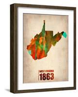 West Virginia Watercolor Map-NaxArt-Framed Art Print