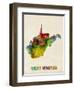 West Virginia Watercolor Map-Michael Tompsett-Framed Art Print