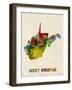 West Virginia Watercolor Map-Michael Tompsett-Framed Art Print