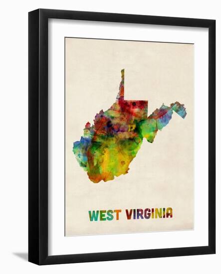 West Virginia Watercolor Map-Michael Tompsett-Framed Art Print