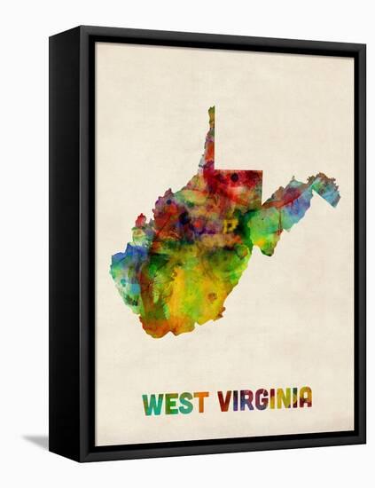 West Virginia Watercolor Map-Michael Tompsett-Framed Stretched Canvas