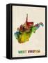 West Virginia Watercolor Map-Michael Tompsett-Framed Stretched Canvas