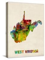 West Virginia Watercolor Map-Michael Tompsett-Stretched Canvas