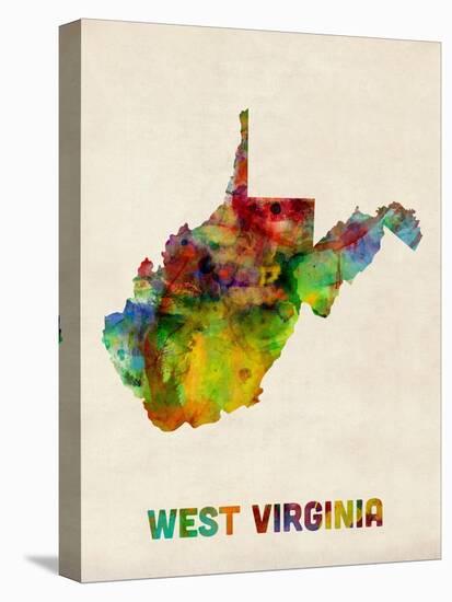 West Virginia Watercolor Map-Michael Tompsett-Stretched Canvas