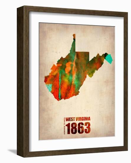 West Virginia Watercolor Map-NaxArt-Framed Art Print
