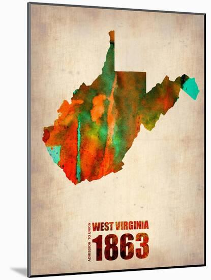 West Virginia Watercolor Map-NaxArt-Mounted Art Print