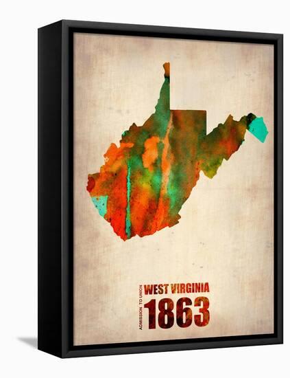 West Virginia Watercolor Map-NaxArt-Framed Stretched Canvas