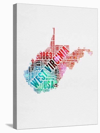 West Virginia Watercolor Word Cloud-NaxArt-Stretched Canvas