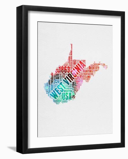 West Virginia Watercolor Word Cloud-NaxArt-Framed Art Print